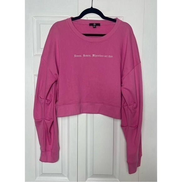 Missguided Rose Pink Romeo Cropped Pullover Relaxed Sweatshirt Size 12 Large - Picture 7 of 9
